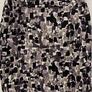 Ann Taylor Abstract Pencil Skirt - Knee Length Black, Gray, Purple